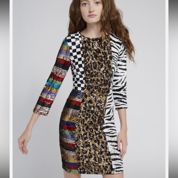 Alice + Olivia Jae Embellished Sequin Keyhole Back Dress size 2